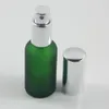 Förvaringsflaskor burkar 30 ml grön frostad blå frostad parfymglasflaska påfyllbar 1oz silver spray och lotion pump242c