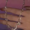 Pendanthalsband Crystal Bead Flash Halsband Shining Bling Zircon Women Cleavicle Chain Elegant Charm Wedding Jewelry Gift