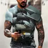 T-shirts pour hommes été Vintage navire T-shirt 3D imprimé Pirate officier cou à manches courtes chemise surdimensionné décontracté mode haut vêtements