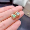 Dangle Küpe Meibapj Doğal Opal Taş Moda Meydanı Kadınlar İçin Gerçek 925 STERLING Gümüş Cazibe Güzel Düğün Takı