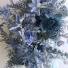 装飾的な花青い人工アーチランナーロウシルクローズウェディングパーティーホームアウトドアステージアップホールデコレーションフラワーウォールトンフェン