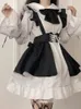 Casual Dresses Retro Women Maid Outfit Anime Long Dress 2023 Black White Apron Lolita Cafe Costume Cosplay