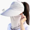 Шляпа шляпы с широкими краями ультрафиолетовая защита шляпы лето женщины дышащие съемные съемные маски солнце
