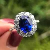 Rings Oevas 100% Sterling Sier 7*9mm Oval Sapphire Wedding Rings for Women Sparkling High Carbon Diamond Party Fine Jewelry Gift