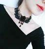 Choker Red Lace Flower Necklaces Vintage Crystal Pendant Necklace Punk Chain Accessories For Women And Girls