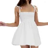 Повседневные платья женщины мини-платье вечернее вечеринка Летняя одежда сплошной сплоченной плечо для ремней для стлинга А-линия y2k Streetwear