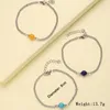 Urok Bracelets 3pcs/ Set 8 mm Orange/ Blue Purple Stone Bransoletka ze stali nierdzewie