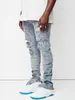 Hommes Jeans Mode Déchiré Pour Hommes À La Mode Mince Peinture Artisanat Denim Crayon Pantalon Rue Hipster Pantalon Homme Vêtements XSXL 230721