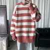 Pulls pour hommes Pull d'hiver Harajuku Fashion Striped Sweter Oversize Pull Warm Knitted Clothing