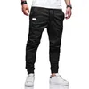 Calças de moletom masculinas casuais com vários bolsos joggers 2023 moda masculina slim fit cargo cor sólida calças masculinas streetwear