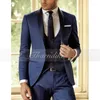 Costumes pour hommes Thorndike dernier magnifique bleu 3 pièces tenues marié bal mariage Blazer veste pantalon débardeur