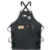 Katoenen Canvas Keuken Schorten Voor Vrouw Mannen Werk Schort Voor Grill Restaurant Bar Winkel Cafes Schoonheid Nagels Studio Haar Stylist bib309N