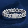 Hip Hop Miami 10mm kubansk kedja 925 Sterling Silver Iced Out VVS Moissanite Cuban Link Armband