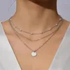 Choker Fashion Pearl Chian Necklace Statement Clavicle Chain Layered 3 Layers Trend Collar Jewelry