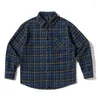 Männer Casual Hemden Herbst Plaid Woolen Langarm Hemd Männer Mode Japanische Retro Übergroße Lose Jacke Mann Mantel Kleidung