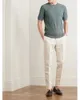 Designer Mannen T-shirt Loro Piana mannen Blauw Slim-fit Katoen en Zijde mix Pick T-shirt Korte mouwen Tops Zomer Tshirt