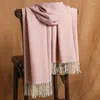 Scarves Korean Winter Thick Cashmere Scarf Women Shawl Sjaal For Ladies Cashmer Plain Shawls And Wraps