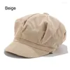 Berets Women Ladies Winter Cord Baker Boy Sboy Cap Gatsby Cabby Hat Hat Vintage Bomber Hats Solid