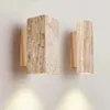 Wall Lamps Wabi Sabi Yellow Marble Lamp Led Bedside Japan Bedroom Living Room Light Travertine Stair Corridor Decor Sconce