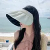 Cappelli a tesa larga Cappellino estivo per protezione solare Cappellino parasole grande femminile Cappello da spiaggia all'aperto Panama Visiera da viaggio Snapback