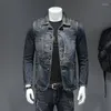 Giacche da uomo Primavera Vintage Set Giacca di jeans Patch Slim Fit Fashion Street Abito Tinta unita Cappotto versatile