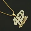 Hip Hop Rapper Shiny Diamond Pendant Gold Necklace 4ep 4Ever Betalade bokstäver Pendant Micro-Inset Zircon Jewelry 75cm Night Club Accessory Sweater Chain 1523