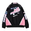 Kurtki damskie Blue Pink Fashion Sweet Women Bomber Jackets Y2K Ogabersa płaszcz grube zamek błyskawiczne kurtki uniwerek luźne ubrania retro 230721