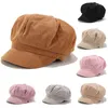 Berets Women Ladies Winter Cord Baker Boy Sboy Cap Gatsby Cabby Hat Hat Vintage Bomber Hats Solid