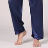 Vêtements de nuit pour hommes pantalons pour hommes taille mi-haute ceinture élastique cordon de serrage mince dormir solide glace soie vêtements de détente vêtements de maison