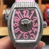 Collezione da donna Vanguard Lady Quartz Orologio da donna V32 SC AT Quadrante Gypsophila Cassa con diamanti Cinturino in caucciù in pelle rosa300R