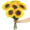 Dekorativa blommor 6st Artificial Sunflower Long STEM Silk Sunflowers Decoration For Outdoor Home Wedding Birthday Party Mother's Day Gift