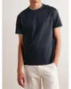 Designer Men T Shirt with Contrast Trims Along The Collar and Cuffs Loro Piana Men's Black Cotton-jersey T-shirt Short Sleeves Tops Summer Tshirt