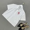 Summer ladies white letter embroidery short shirt short sleeve plus black long pleated skirt, nylon fabric wrinkle resistant ball, dress casual fashion.