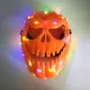 Party Masks Neon Luminous Scary Face Mask Led Light Up Pumpkin Head för Halloween Cosplay Props Glowing Horror Costume 230721