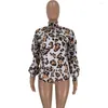 Women's Sweaters AR5407 European And American 2023 Sexy Fashion Leopard Print High Neck Chiffon Shirt Top Women