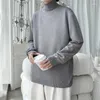 Męskie swetry 2023 Mężczyzn Turtleck Black White Knited Top Pullover Solid, Oversize, ciepłe ubranie Pull Homme Plus Size Casual