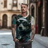 T-shirt da uomo Fashion Versatile Top Summer Oversize -shirt 3D Spoof Animal Print Pattern Street Retro maniche corte