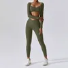 Ensembles actifs en jeu de yoga sans couture en 2 pièces pour femmes costumes de fitness Crop top workout Bra Wear Running Sports Gym Legging Logo personnalisé de haute qualité