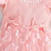 Mädchen Kleider Kinder Für Mädchen Sommer Baby Anzug 0-3 Jahre Alt Schmetterling Prinzessin Kleid Kopftuch Zwei-stück set