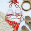 Cadeias Biquíni Trançado Vermelho Biquínis de Luxo Feminino Sexy Banho Designer Laços Push Up Swimwear Terno de Natação Para Mulheres sh340f