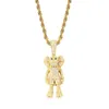 Hip Hop Rapper diamant brillant pendentif collier en or Sesame Street dessin animé poupée pendentif micro-insert bijoux en zircon boîte de nuit Chandail chaîne de corde chaîne de torsion 1492