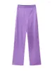 Pantaloni a due pezzi da donna Camicetta a maniche lunghe viola Pezzi Set Camicia con risvolto con lacci Abiti con pantaloni casual 2023 Abiti di moda Completi eleganti