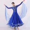 Stage Wear Custom Royal Blue Ballroom Dance Competition Dress Strass Performance da donna Abiti da festa Costumi da valzer moderni lunghi