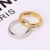 Fashion Designer Gold Letter Band Rings Bague for Women Lady Party Wedding Lovers Gift Engagement Jewelry Colorfast no box