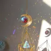 Decorações de jardim cristal carrilhão de vento hexágono diamante prisma pendurado arco-íris caçador iluminação cortinas de janela pingente casa decoração de jardim apanhador de sonhos 230721
