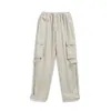 Damenhose Y2k Cargo Damenmode Weites Bein Baggy Lässige elastische Taille Seitentasche Reißverschluss Lose gerade Hose Jogginghose