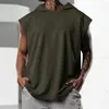 Mäns avslappnade skjortor Summer Hooded Tank Top Solid Color Sleeveless Loose Mannen Män för gymmet