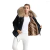 Ropa con cuentas de moda Est de piel para mujer, Parka de imitación Rex Natural, ropa corta para mujer con cuello bonito y grande