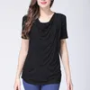 Women's Blouses Modal Fabric Casual Blouse Round Neck Short Sleeves Oversize Smooth Shirts Summer Comfortable Loose For Ladies