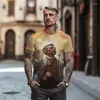 Camisetas masculinas com padrão de impressão de retrato 3D - camiseta no verão superdimensionada 2023 street lazer